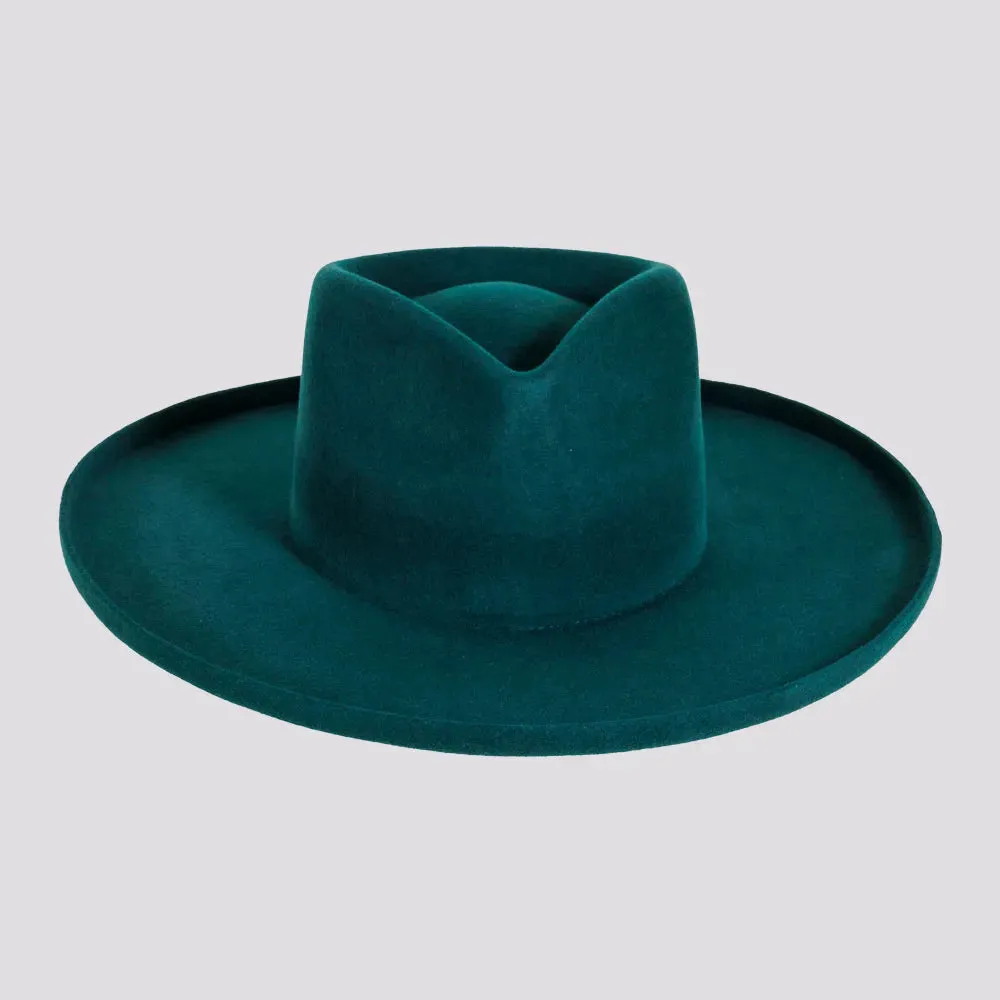 Rustler | Womens Wool Felt Teardrop Fedora Hat with Curled Brim