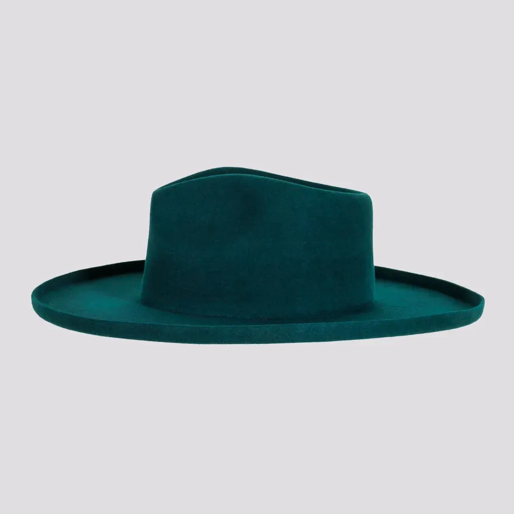 Rustler | Womens Wool Felt Teardrop Fedora Hat with Curled Brim