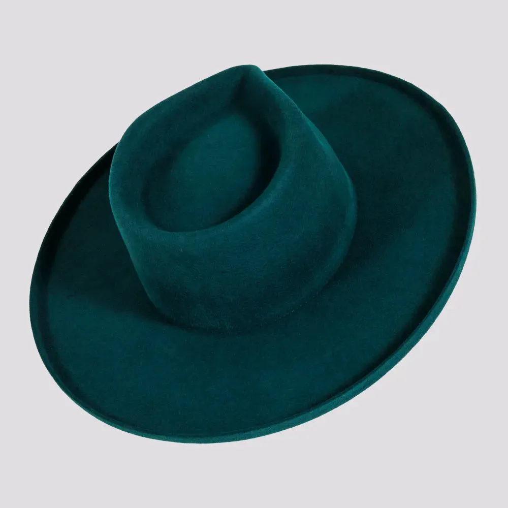 Rustler | Womens Wool Felt Teardrop Fedora Hat with Curled Brim