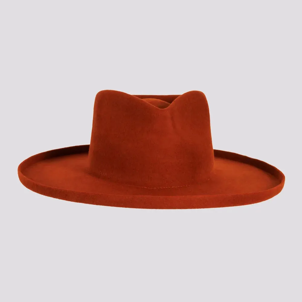 Rustler | Womens Wool Felt Teardrop Fedora Hat with Curled Brim