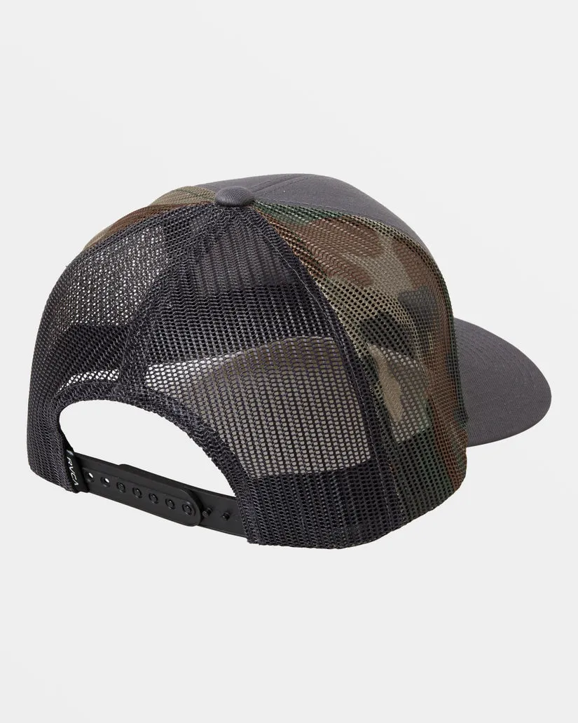 RVCA BOY'S MISSION TRUCKER HAT - DARK GREY