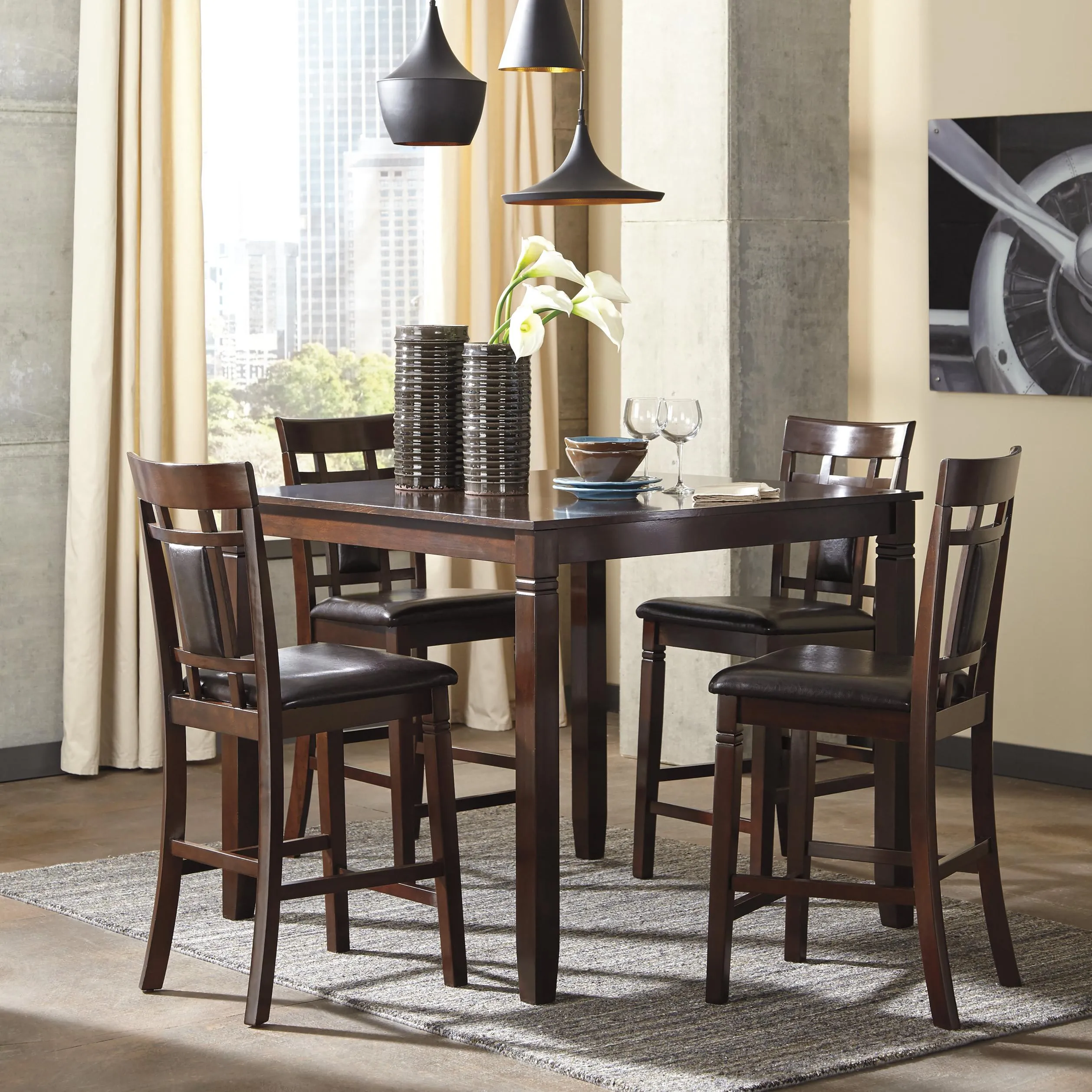 Signature Design by Ashley Bennox 5 pc Counter Height Dinette D384-223