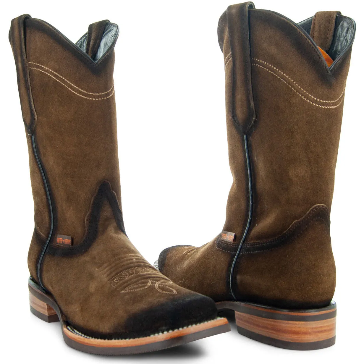 Soto Boots Men's Suede  Burnished Cowboy Boots H50037