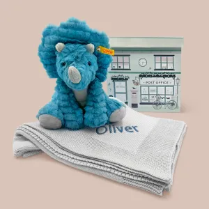 Steiff Dixi Triceratops with Personalised Blanket Gift Set