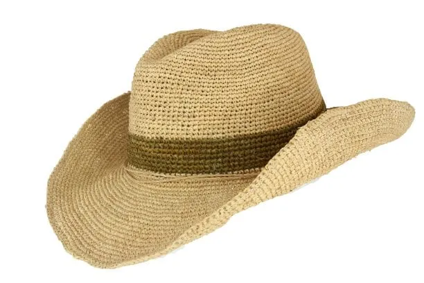 Sundaise Courtney Raffia Cowboy Hat - Natural/Olive