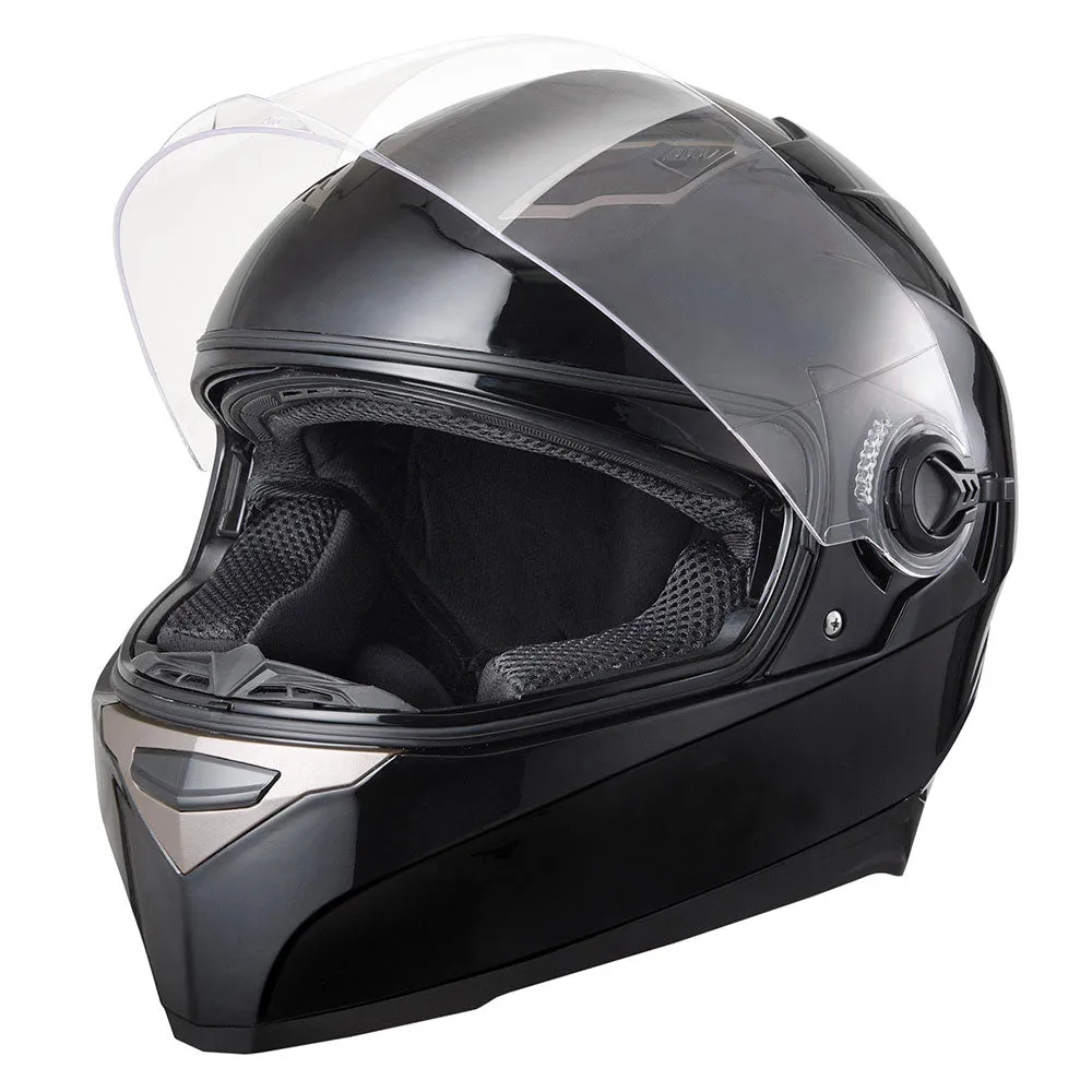 TheLAShop DOT Full Face Motorcycle Helmet Dual Visor ABS Shell Black