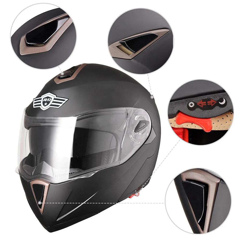 TheLAShop Helmet RUN-M Modular Helmet DOT Full Face Flip up Black