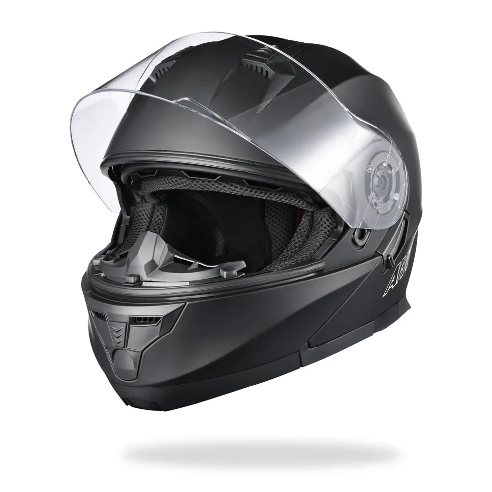 TheLAShop Modular Helmet RUN-M3 Flip Up DOT Matte Black