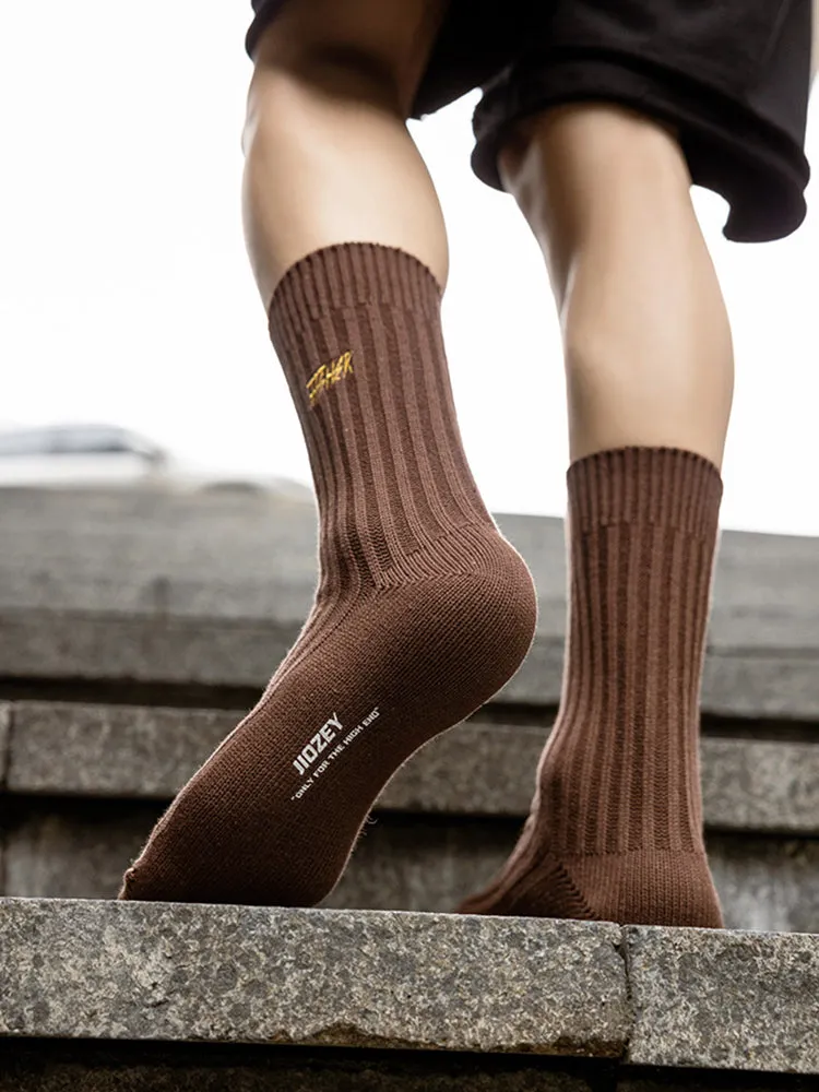 Three Pairs Men'S Cotton Socks Versatile Sports Embroidered Letters Sock