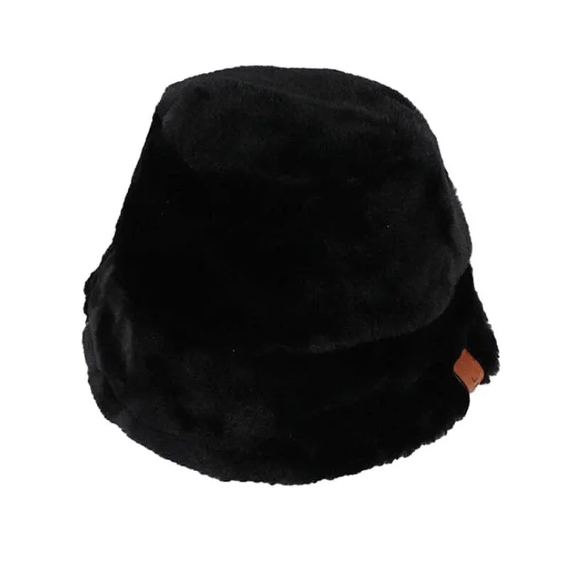 Winter Plush Cow Pattern Outdoor Bucket Hats