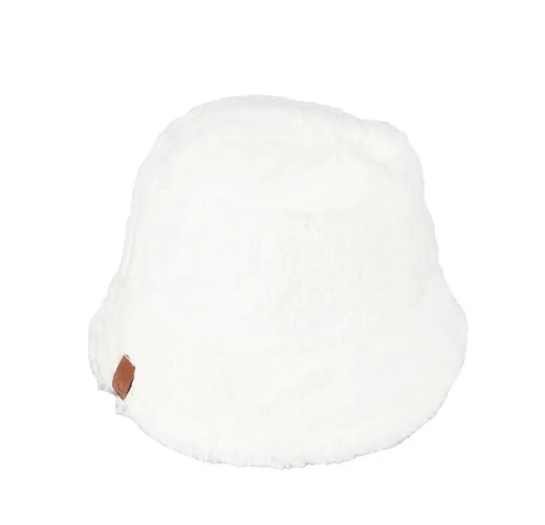 Winter Plush Cow Pattern Outdoor Bucket Hats